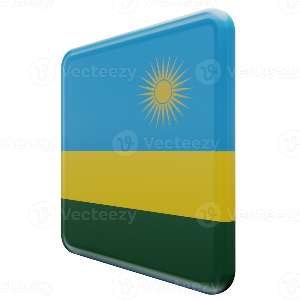 rwanda vue de droite drapeau carré brillant texturé 3d png