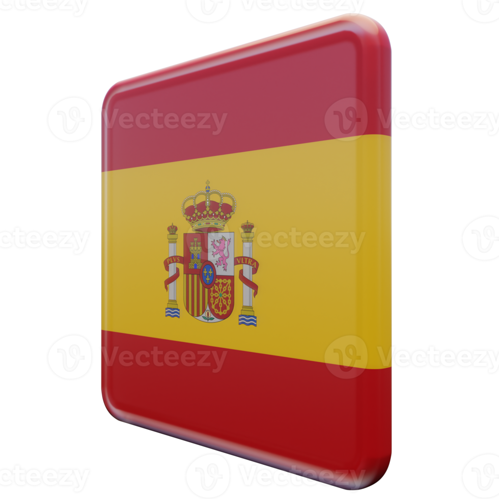 Spain Right View 3d textured glossy square flag png