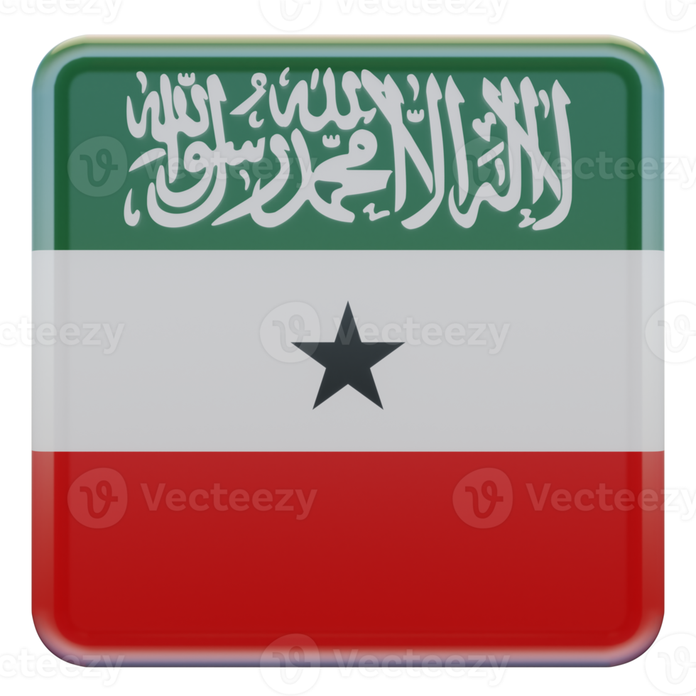 somaliland 3d texturerad glansig fyrkant flagga png