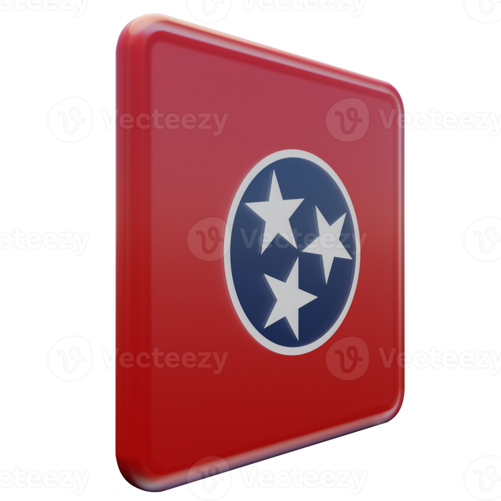 vista esquerda do tennessee 3d bandeira quadrada brilhante texturizada png