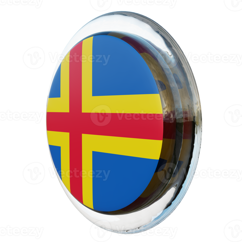 Aland rechte Ansicht 3D-strukturierte glänzende Kreisflagge png