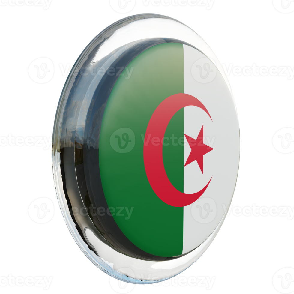 Algeria Left View 3d textured glossy circle flag png