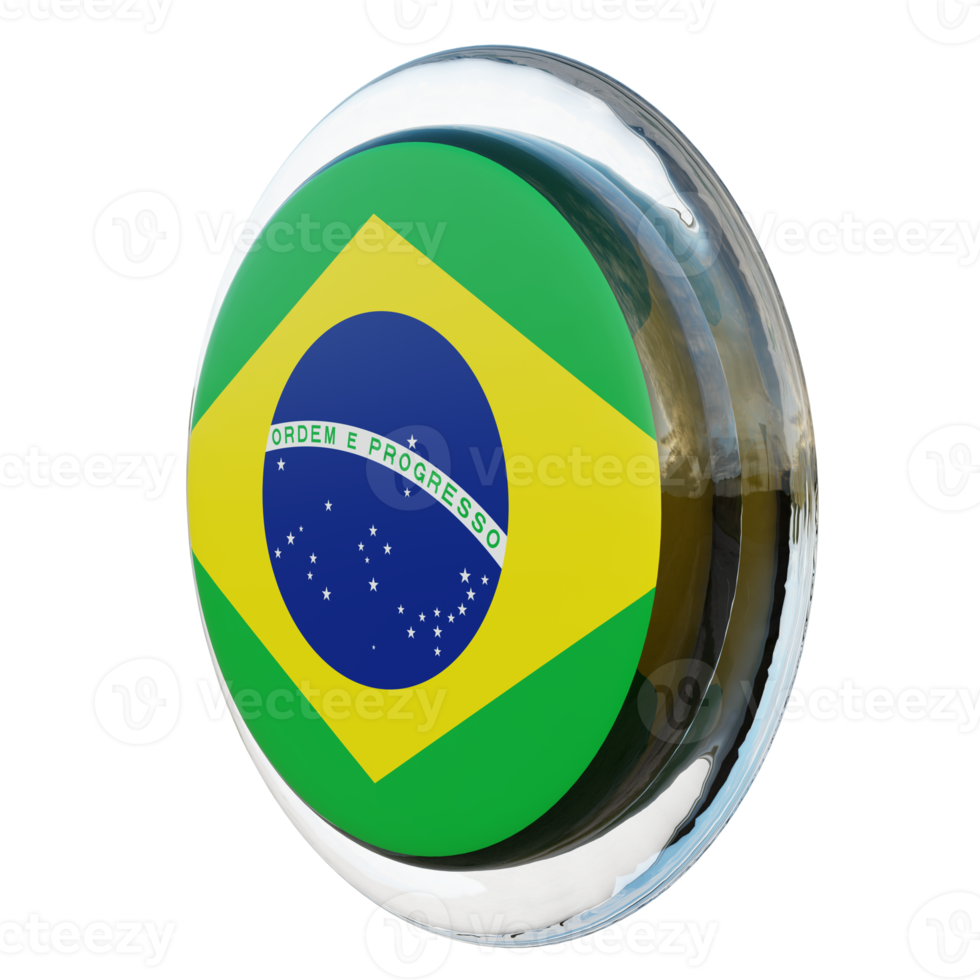 Brazil Right View 3d textured glossy circle flag png