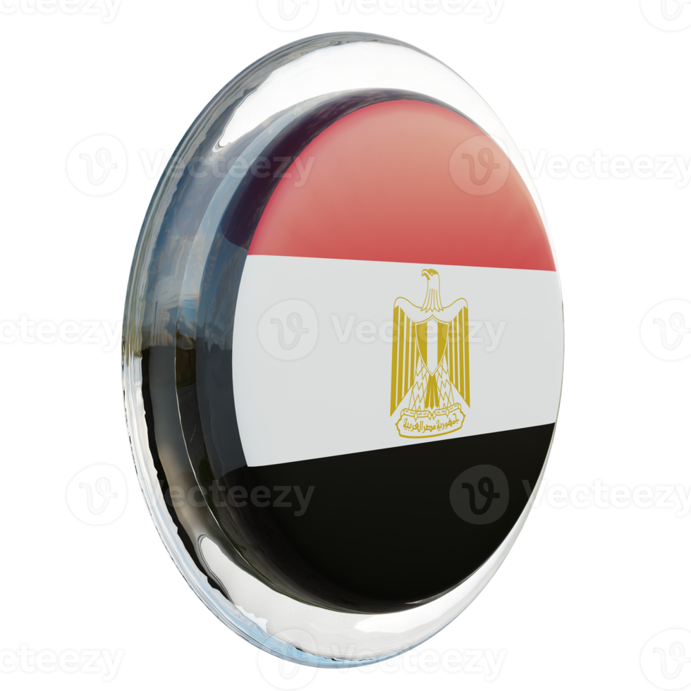 egypte vue de gauche drapeau de cercle brillant texturé 3d png