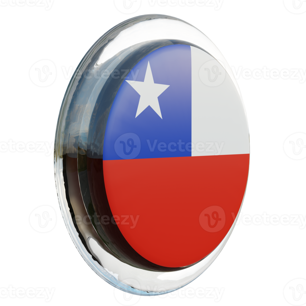 Chile Left View 3d textured glossy circle flag png