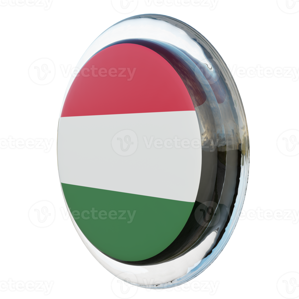 Hungary Right View 3d textured glossy circle flag png