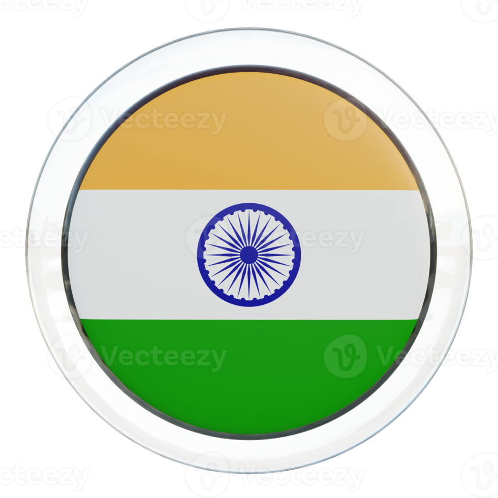 Indien 3d texturerad glansig cirkel flagga png