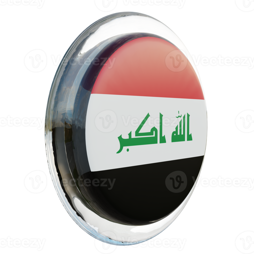 Iraq Left View 3d textured glossy circle flag png