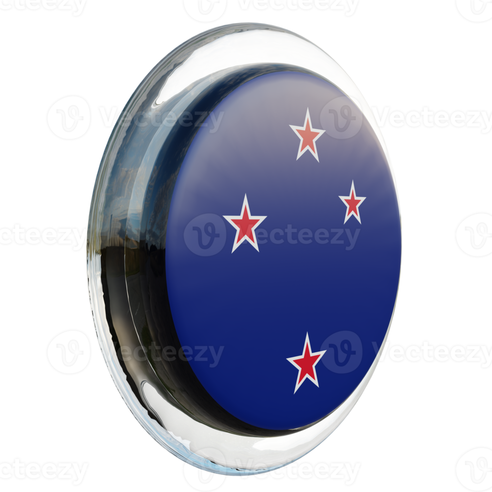 New Zealand Left View 3d textured glossy circle flag png