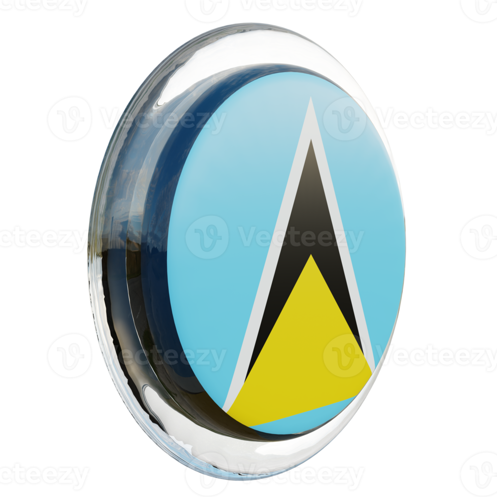 Saint Lucia Left View 3d textured glossy circle flag png