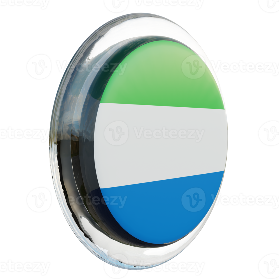 Sierra Leone Left View 3d textured glossy circle flag png