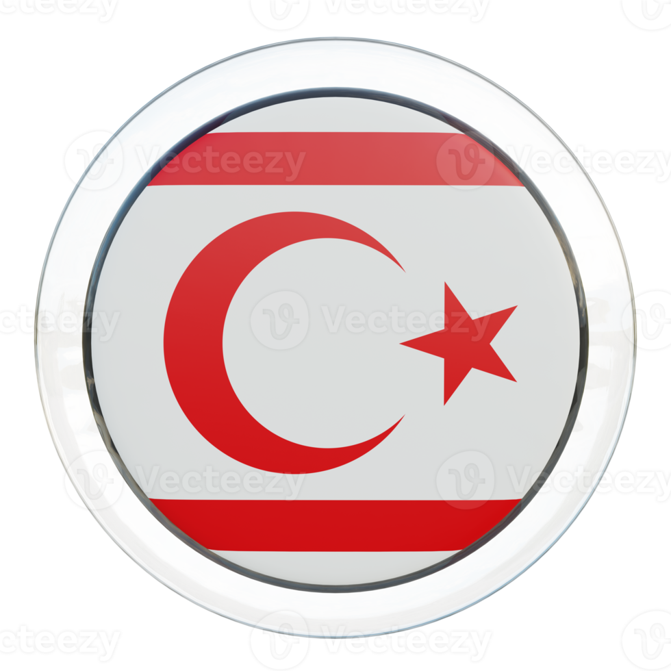 république turque de chypre du nord drapeau de cercle brillant texturé 3d png