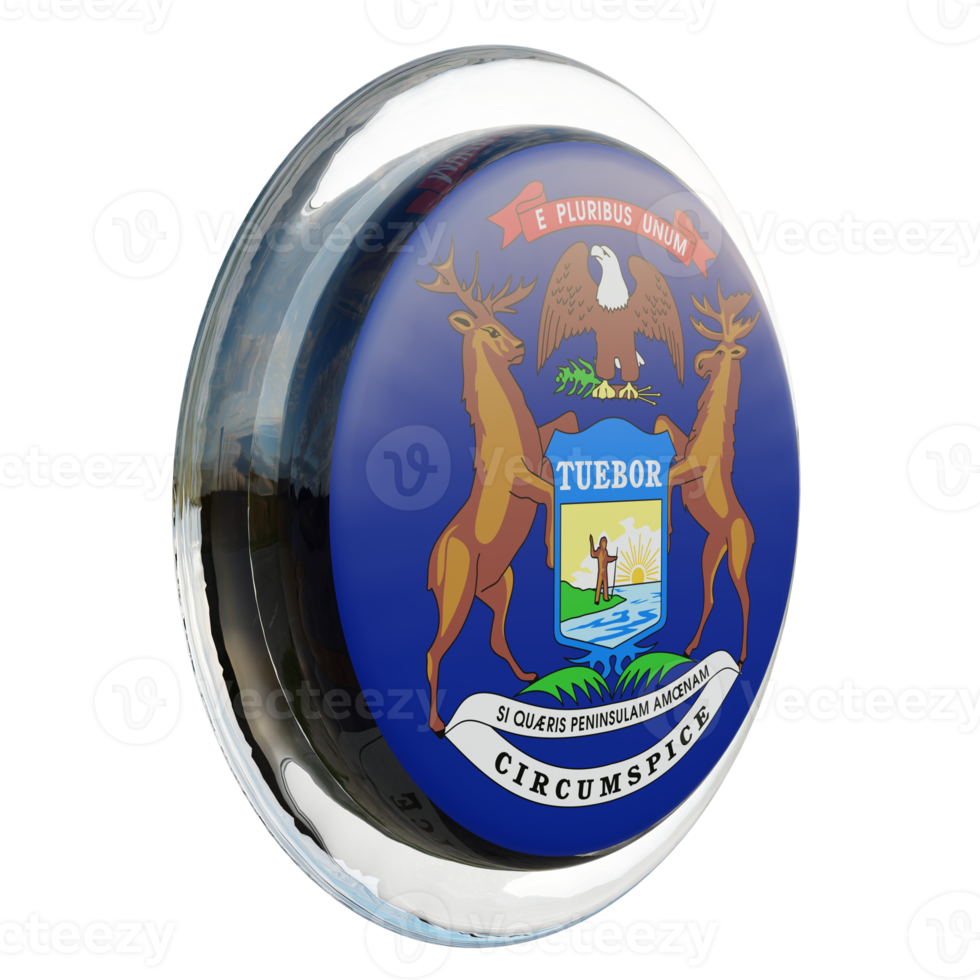 Michigan Left View 3d textured glossy circle flag png