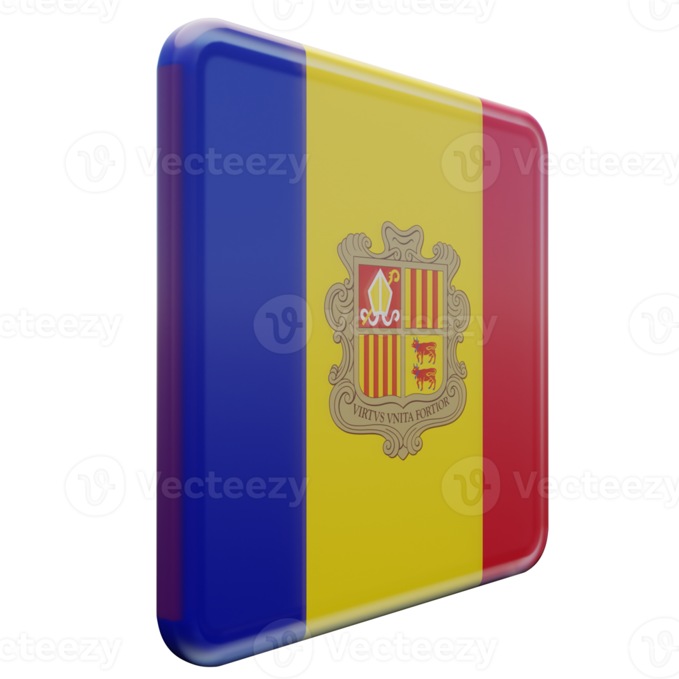 Andorra Left View 3d textured glossy square flag png