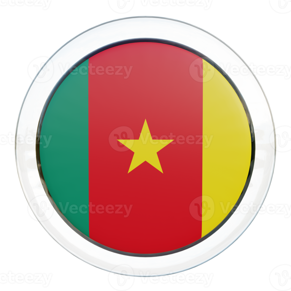 cameroon 3d texturerad glansig cirkel flagga png