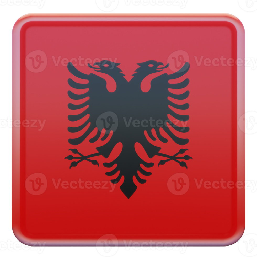 Albania 3d textured glossy square flag png