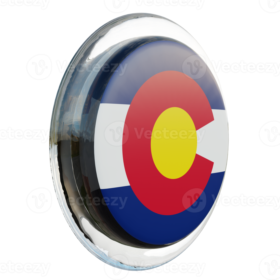 colorado vänster se 3d texturerad glansig cirkel flagga png