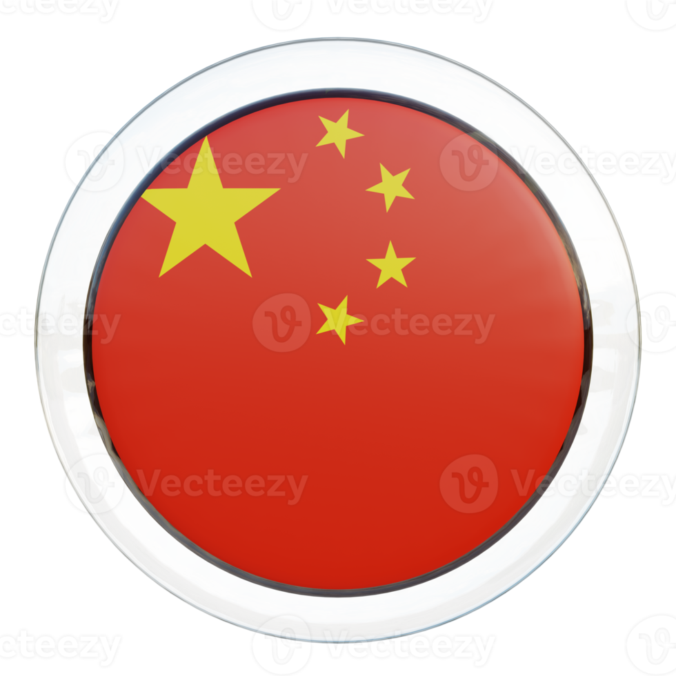 Peoples Republic of China 3d textured glossy circle flag png