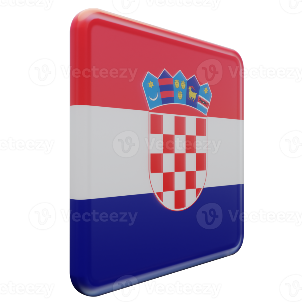 kroatien vänster se 3d texturerad glansig fyrkant flagga png