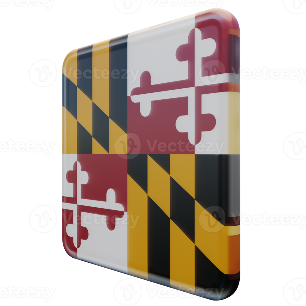 Maryland Right View 3d textured glossy square flag png