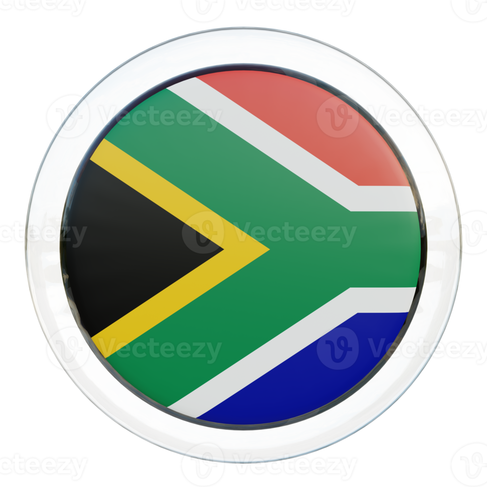 bandera de círculo brillante con textura 3d de sudáfrica png