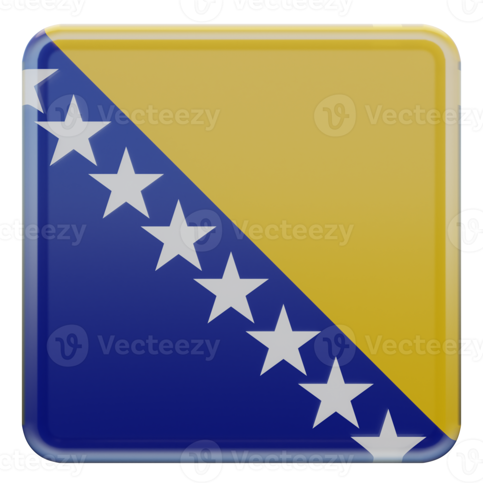 Bosnia and Herzegovina 3d textured glossy square flag png