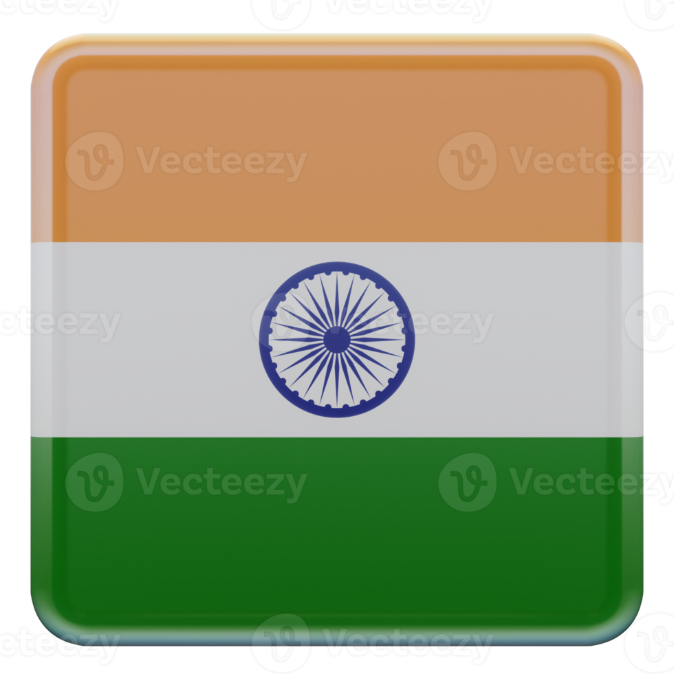 India 3d textured glossy square flag png