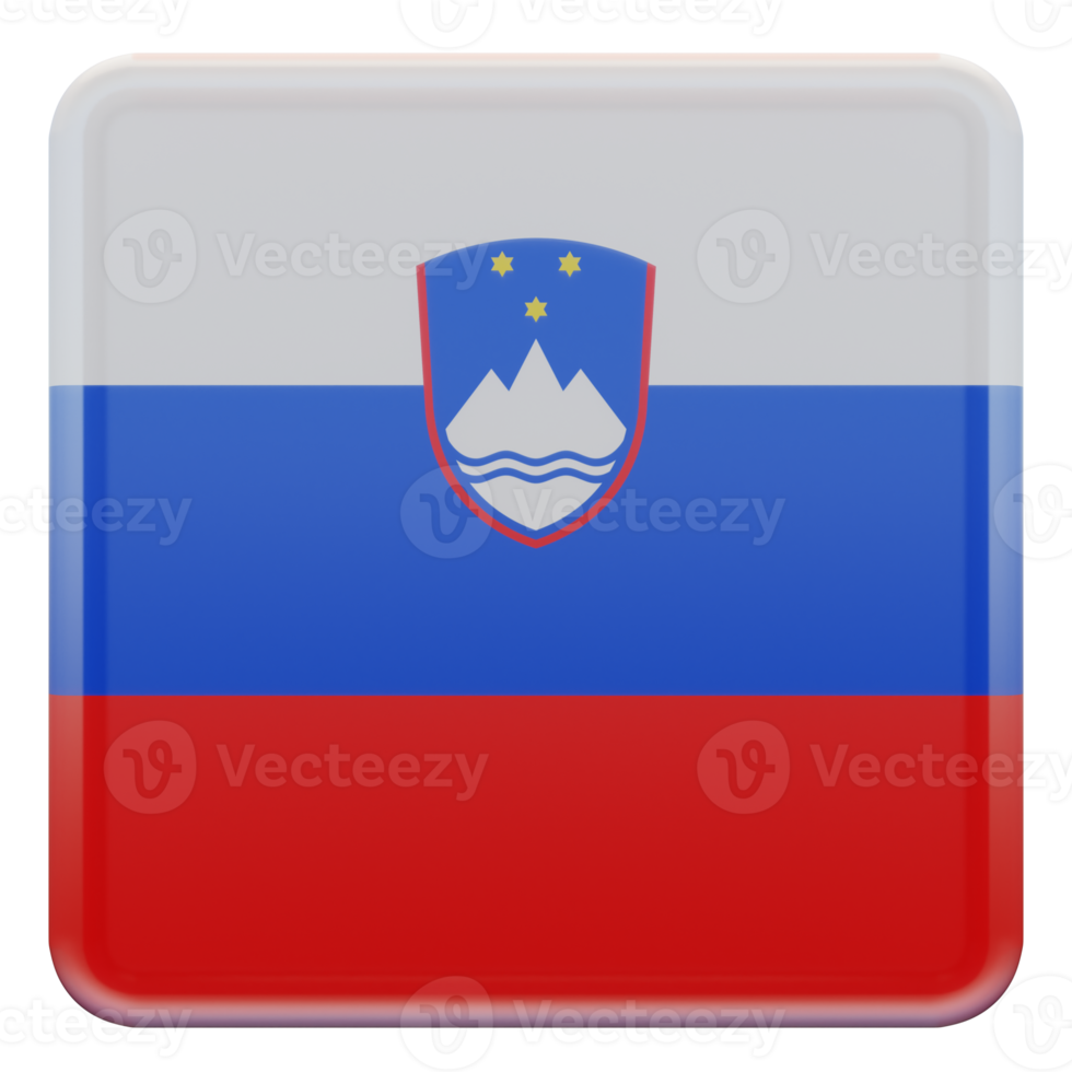 slovenien 3d texturerad glansig fyrkant flagga png