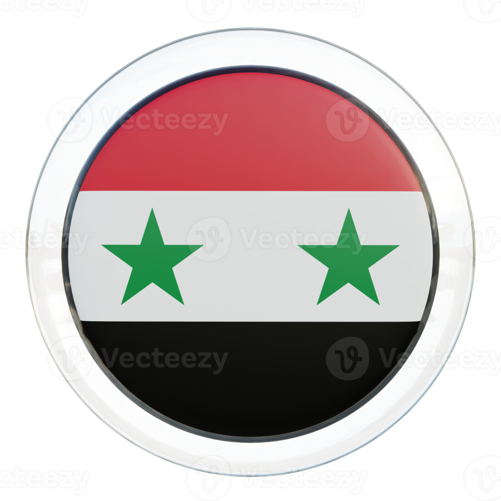 Syrië 3d getextureerde glanzend cirkel vlag png