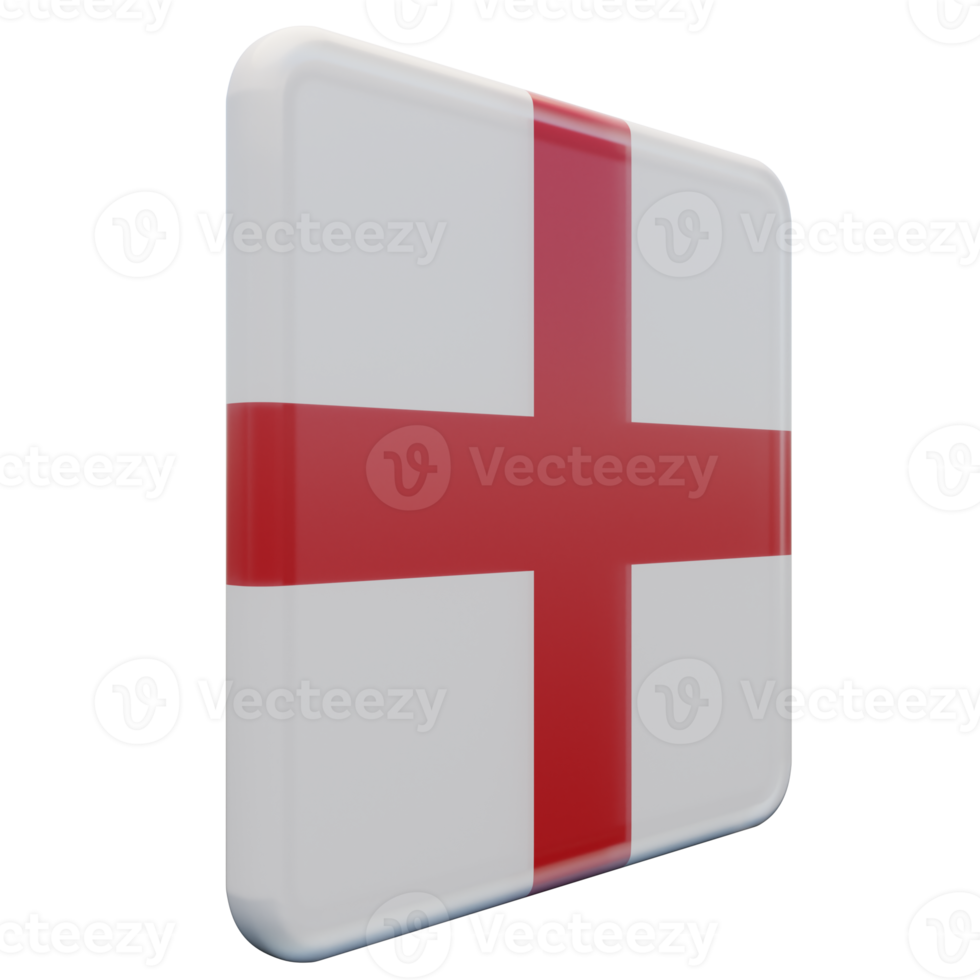 England Left View 3d textured glossy square flag png