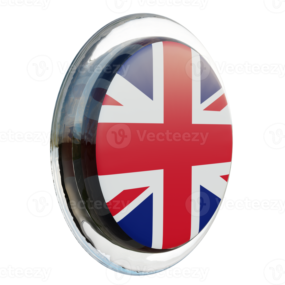 United Kingdom Left View 3d textured glossy circle flag png