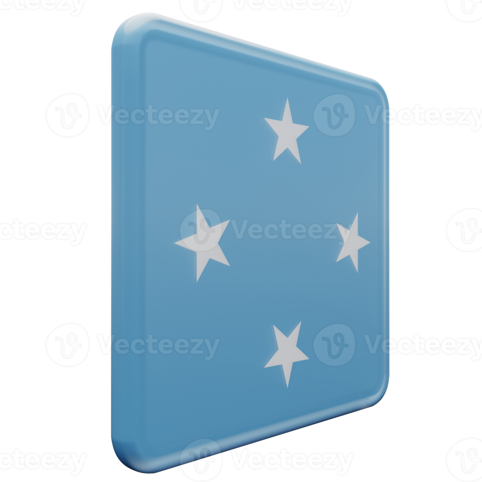 Federated States of Micronesia Left View 3d textured glossy square flag png