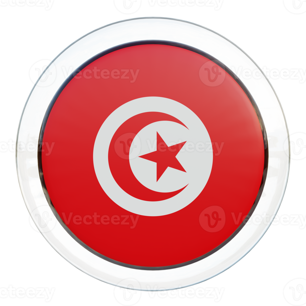 tunesien 3d texturierte glänzende kreisfahne png