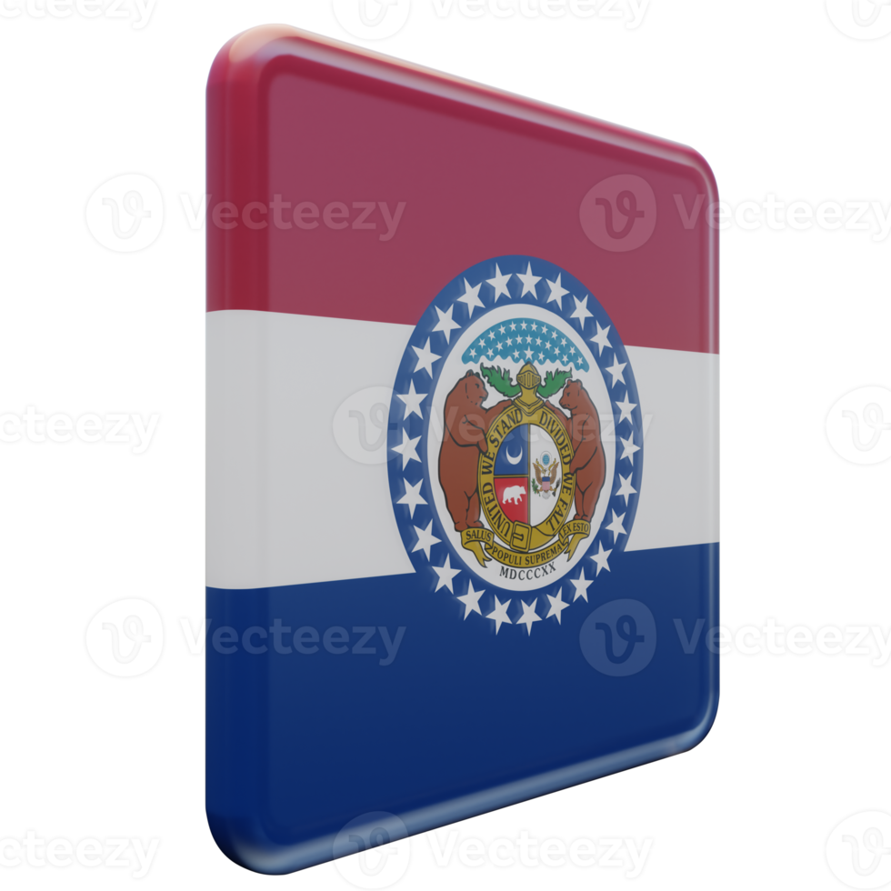 Missouri Left View 3d textured glossy square flag png