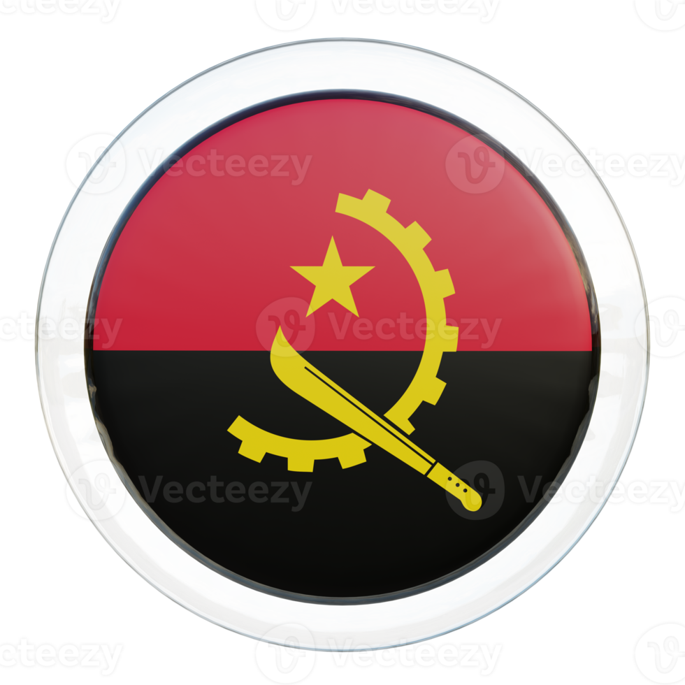 angola 3d texturerad glansig cirkel flagga png