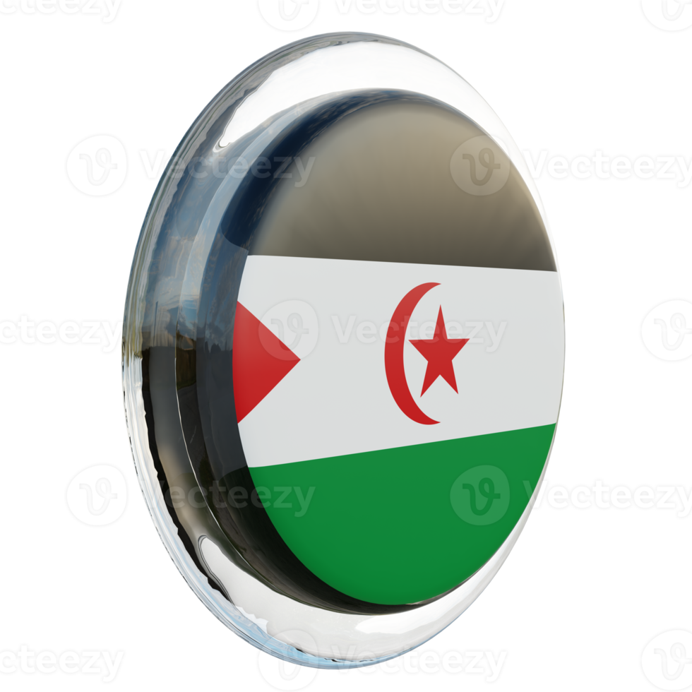 Sahrawi Arab Democratic Republic Left View 3d textured glossy circle flag png