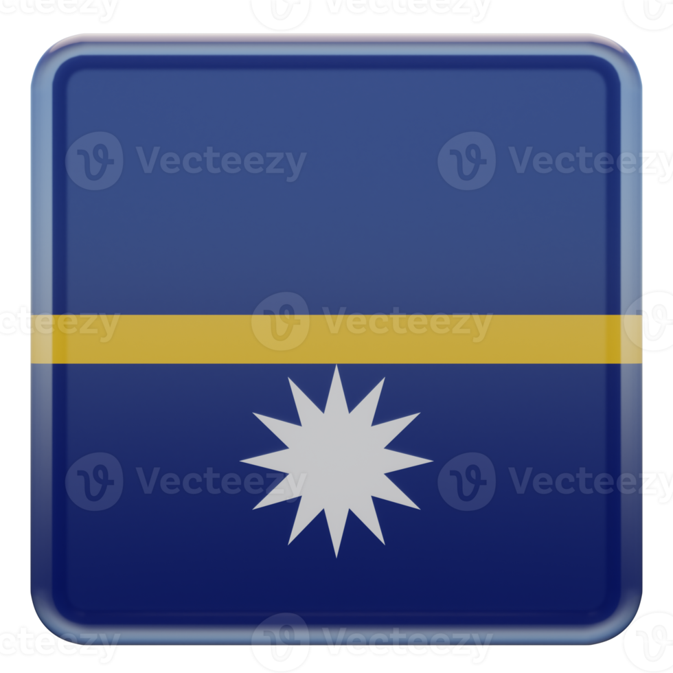 Nauru 3d textured glossy square flag png