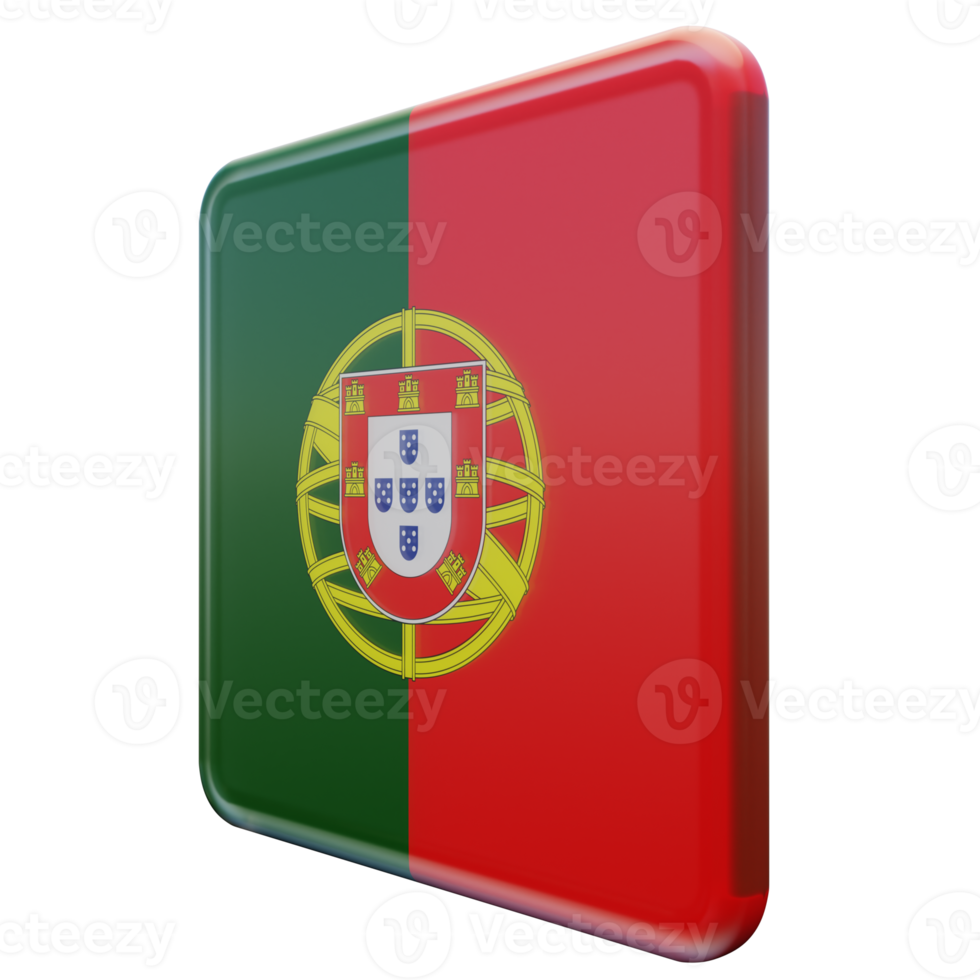 Portugal Right View 3d textured glossy square flag png