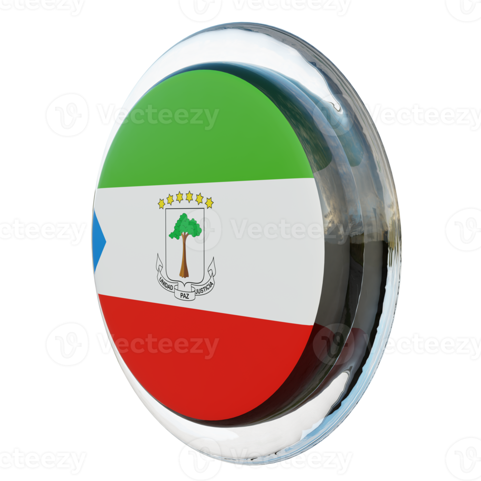 Equatorial Guinea Right View 3d textured glossy circle flag png