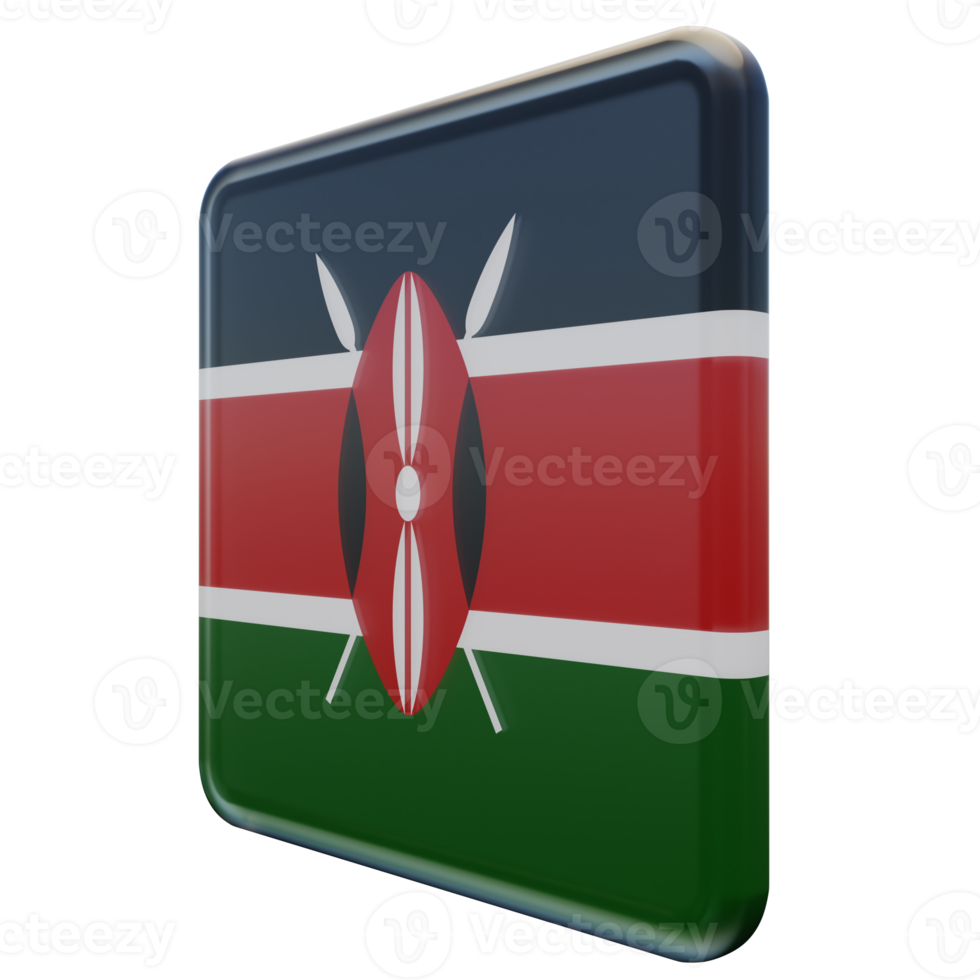 Kenya Right View 3d textured glossy square flag png
