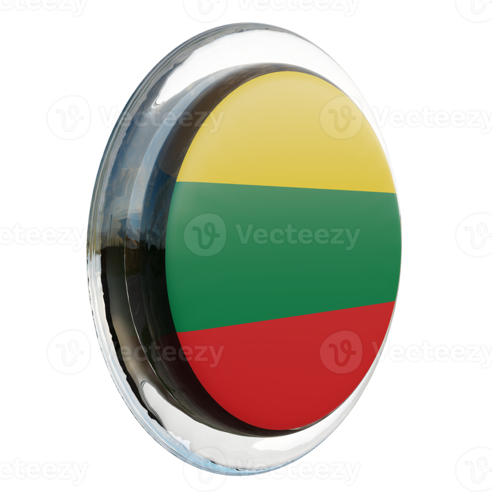 Lithuania Left View 3d textured glossy circle flag png