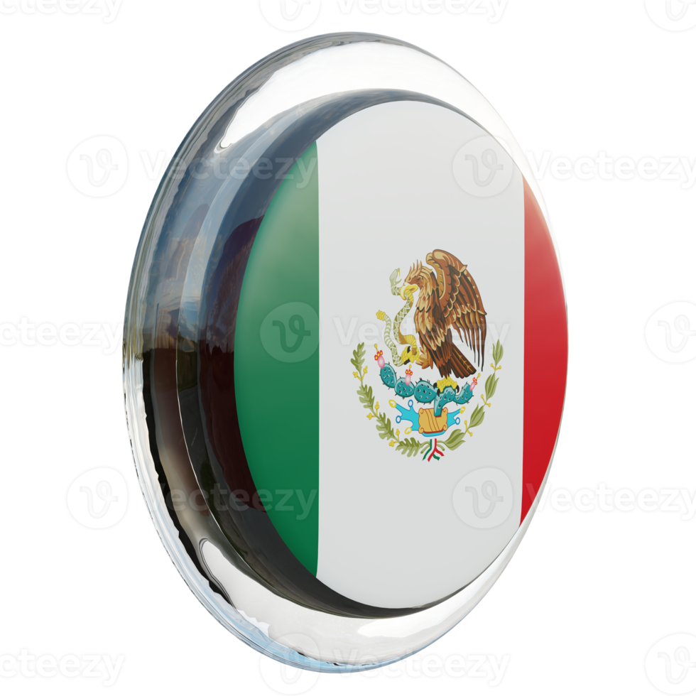 méxico vista esquerda 3d bandeira de círculo brilhante texturizado png