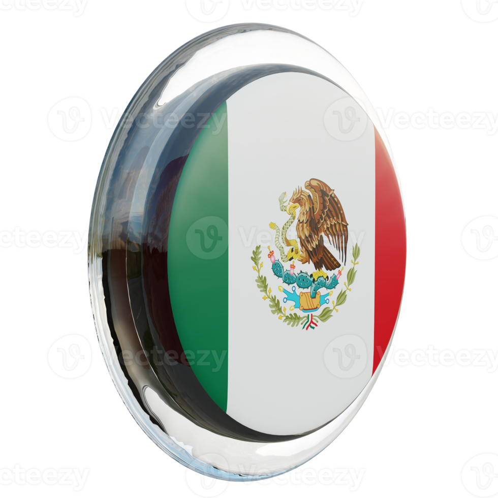 mexico vänster se 3d texturerad glansig cirkel flagga png