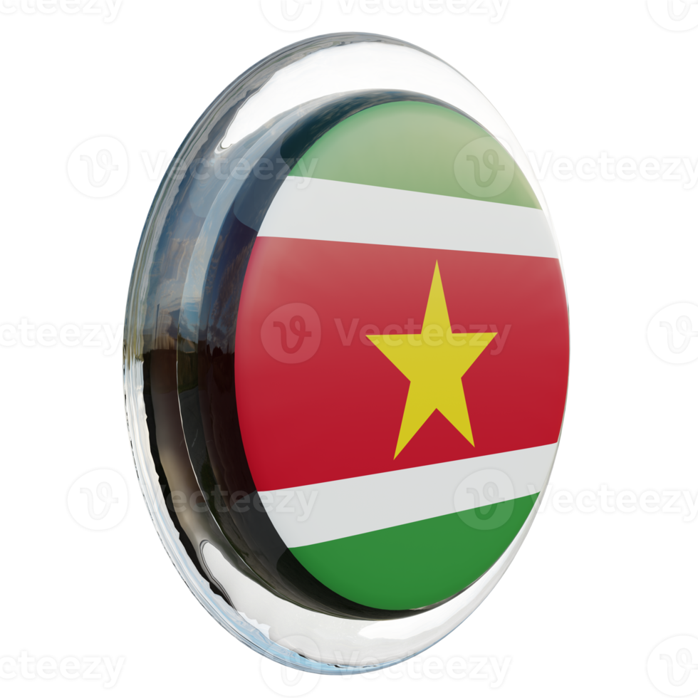 Suriname Left View 3d textured glossy circle flag png
