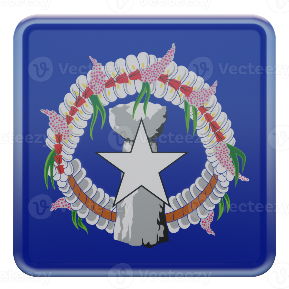 Northern Mariana Islands 3d textured glossy square flag png