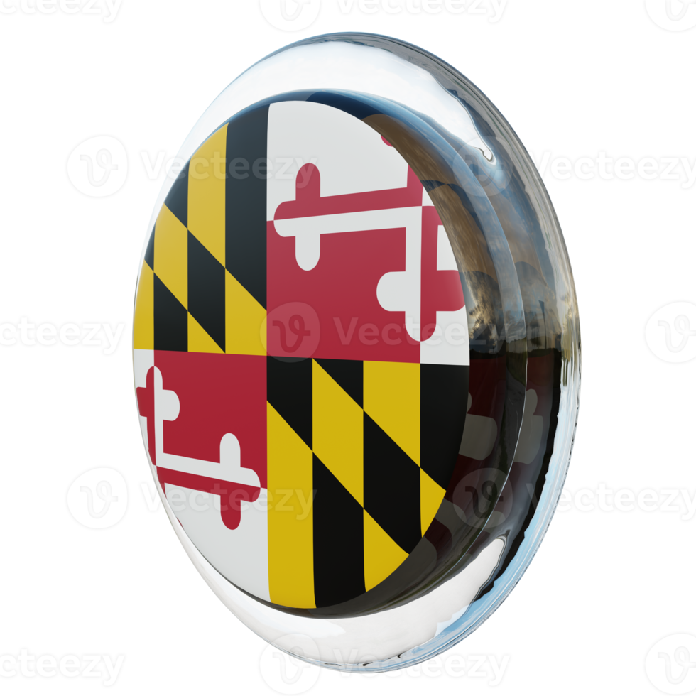 Maryland Right View 3d textured glossy circle flag png