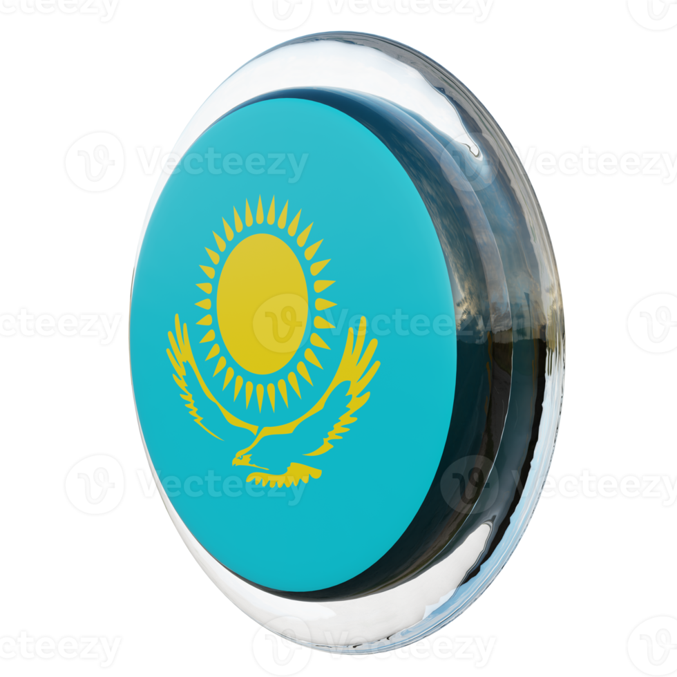 Kazakhstan Right View 3d textured glossy circle flag png