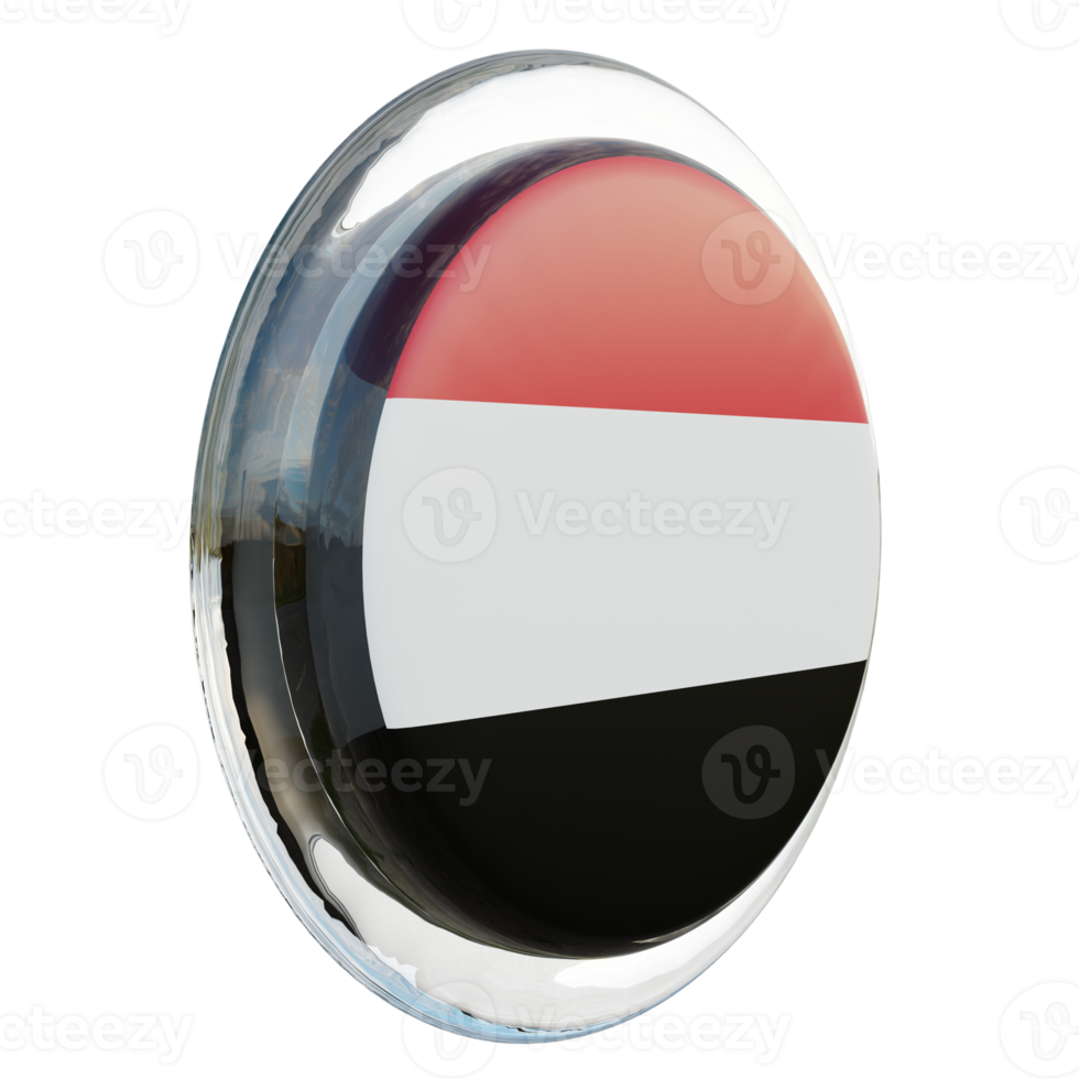 Yemen Left View 3d textured glossy circle flag png