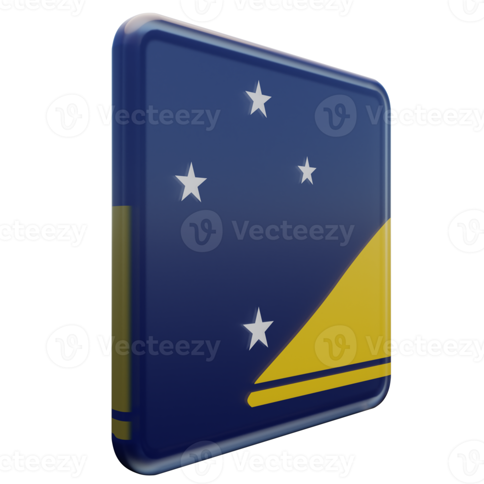 Tokelau Left View 3d textured glossy square flag png