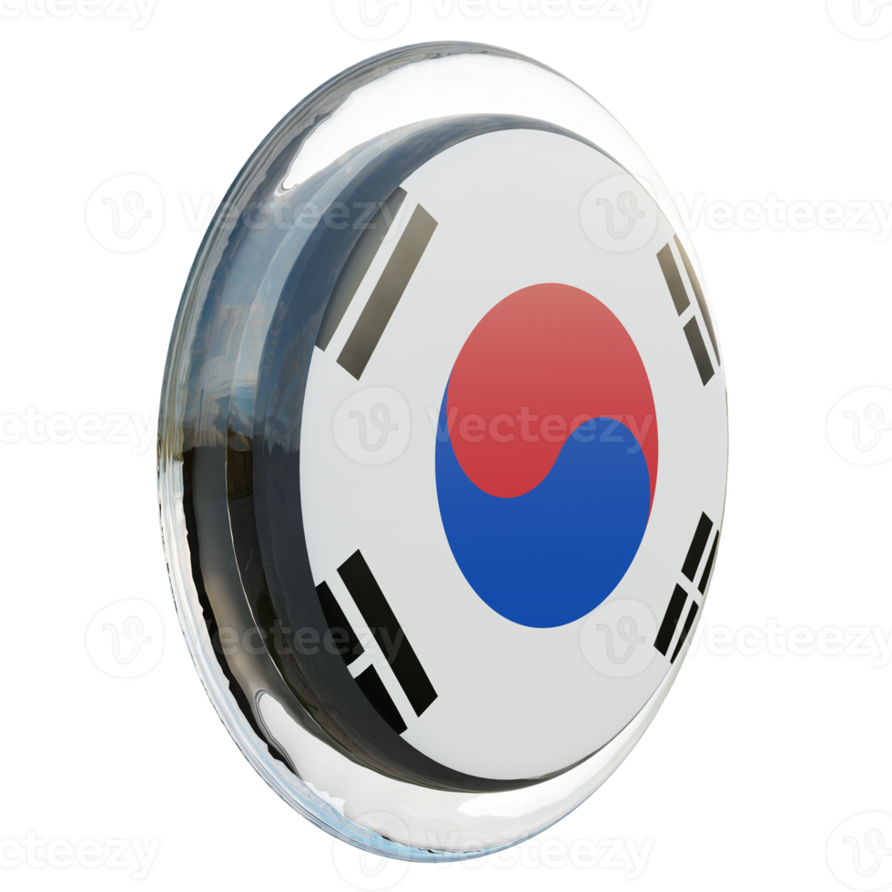 South Korea Left View 3d textured glossy circle flag png